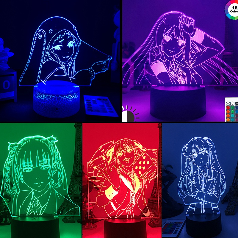 Đèn Ngủ LED Điều Khiển Từ Xa Hình Anime Jabami Yumeko Có Thể Thay Đổi Đèn Trang Trí Phòng Ngủ