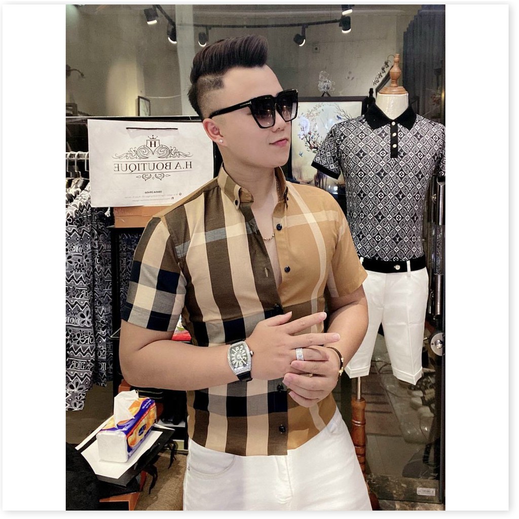 ÁO SƠ MI TAY NGẮN 3D,ÁO ĐƯỢC THIẾT KẾ KẺ SỌC SIÊU NGẦU LANA FASHION