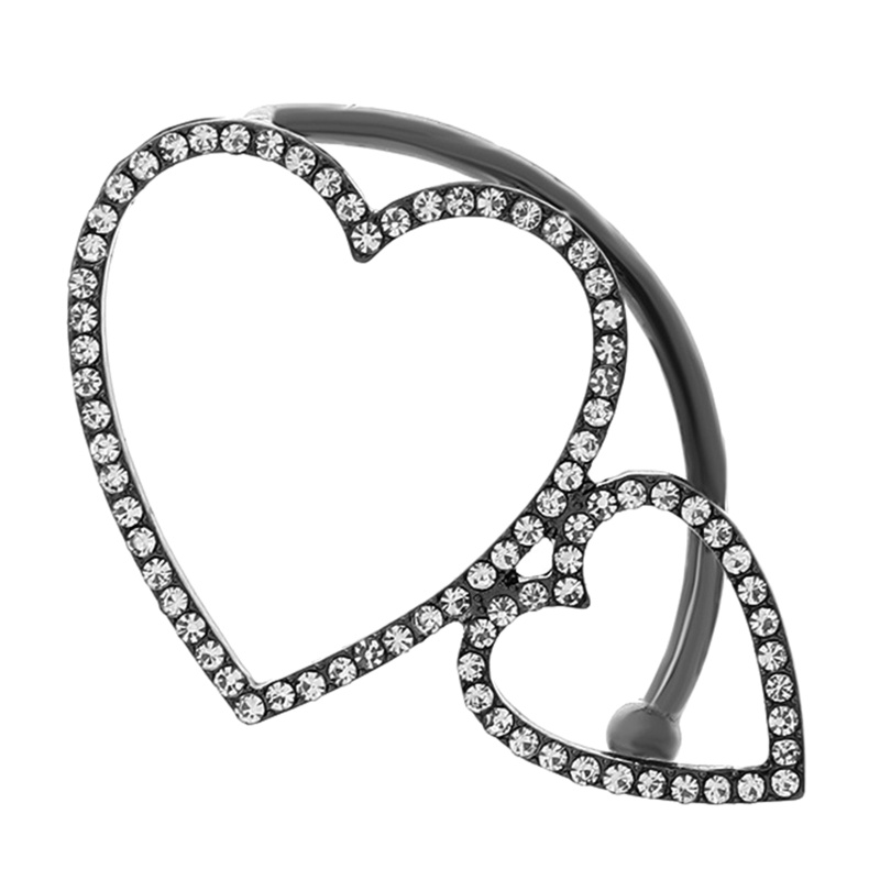 Arin Niche Khuyên Tai Hình Trái Tim Đôi Đính Kim Cương Giả Dễ Phối Đồ Không Cần Xỏ Lỗ Tai