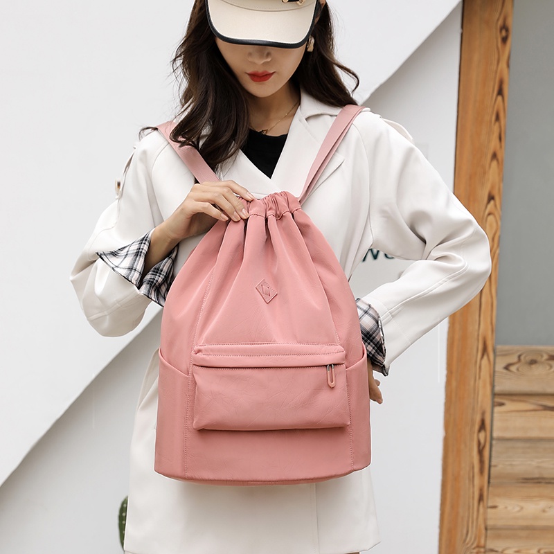 Balo Dây Rút Bằng nylon Nhẹ Sức Chứa Lớn Chống Nước Nhiều Màu Thời Trang unisex