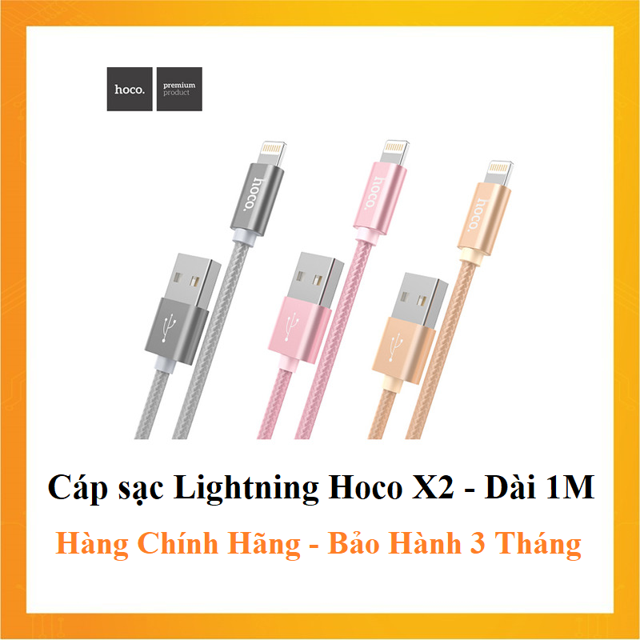 Cáp Sạc LIGHTNING Hoco X2 - Dài 1m - Sạc Nhanh Iphone Ipad - Hàng Chính Hãng - Chất Lượng Đẳng Cấp