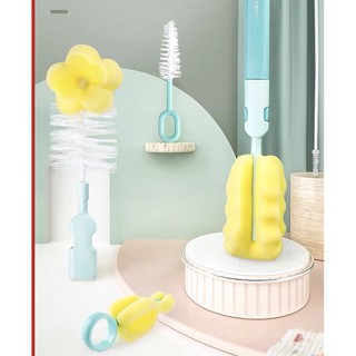 Bộ cọ rửa ly, bình sữa, bình nước cho bé cao cấp 6 chi tiết