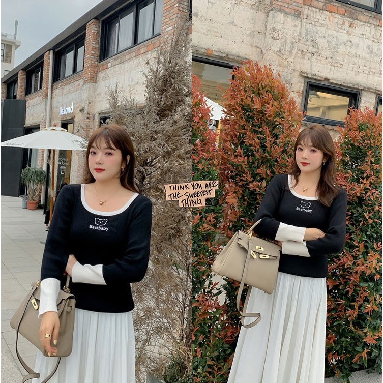 Áo len bigsize thêu gấu cho các nàng béo mập 55-100kg | BigBuy360 - bigbuy360.vn