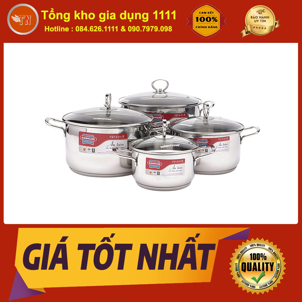 Bộ nồi inox 3 đáy SUNHOUSE SHG686(16 - 20 - 24 - 26cm)