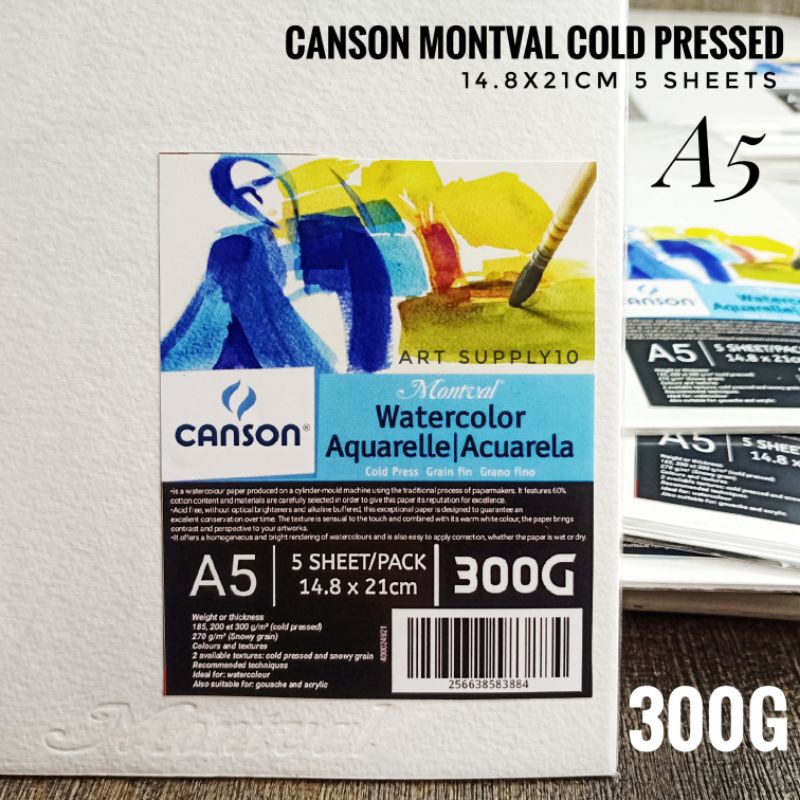 Giấy Nén Làm Mát Canson Montval Aquarelle A5 300gsm