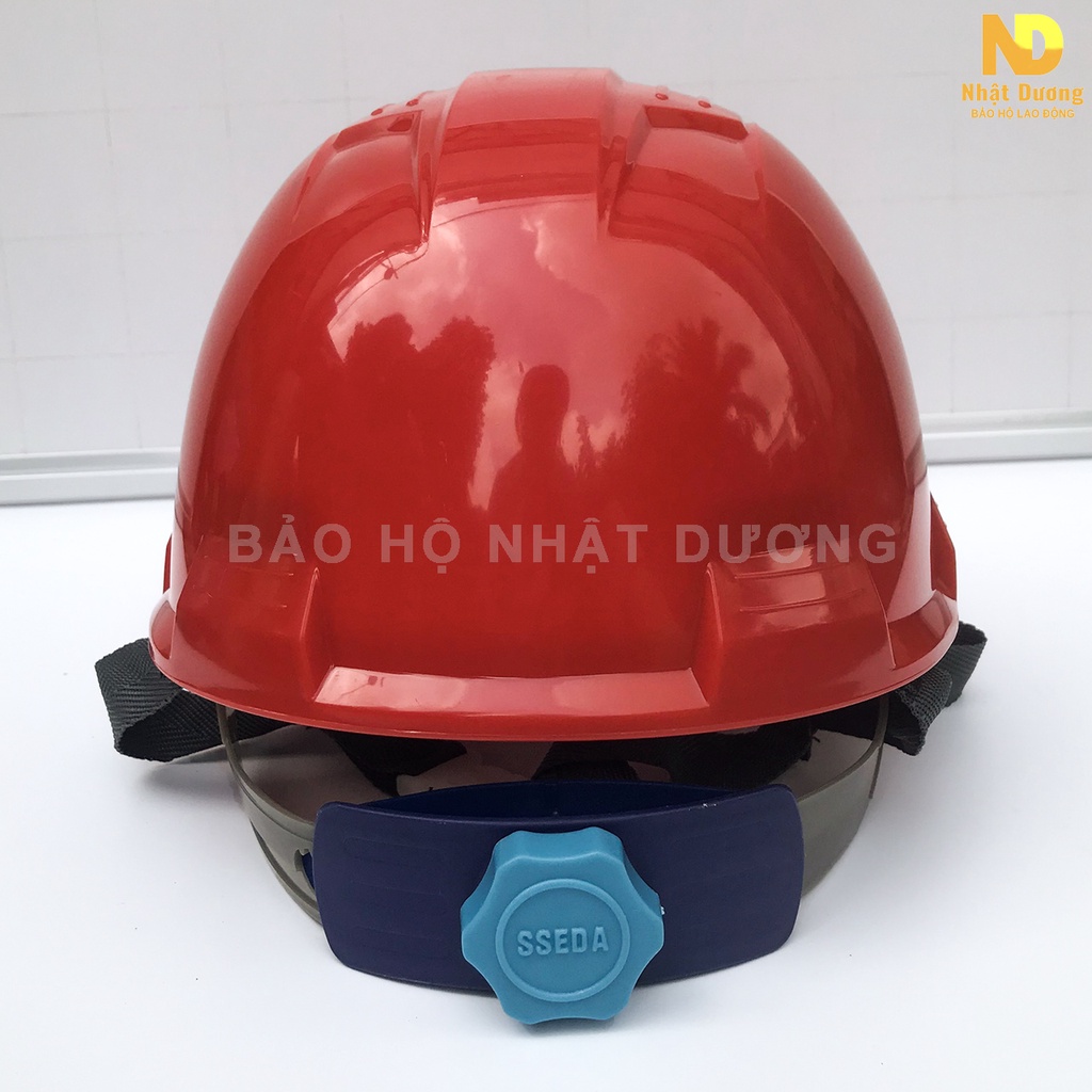 Mũ bảo hộ lao động khóa vặn màu đỏ HPS4 có lót xốp nhựa ABS, Nón bảo hộ lao động Nhật Dương