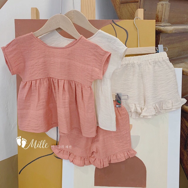 Limi - Set Baby doll tơ đũi cho bé gái từ 7-18kg