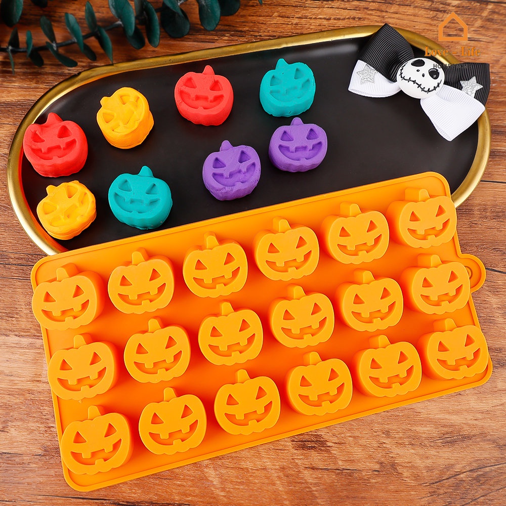 Khuôn Silicone 18 Lỗ Làm Bánh Kẹo Hình Bí Ngô Lễ Tạ Ơn Halloween