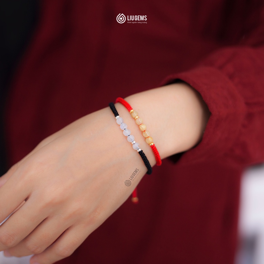 Vòng Tay Chỉ Đỏ Handmade 5 Hạt Đá Phong Thuỷ Tự Nhiên Liugems Cho Nam Nữ Unisex Thời Trang May Mắn Năng Lượng CD03
