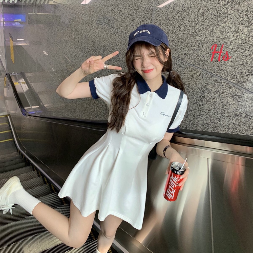 Váy cổ bẻ cài cúc cosmo phong cách trẻ trung,năng động  thời trang hottren 365