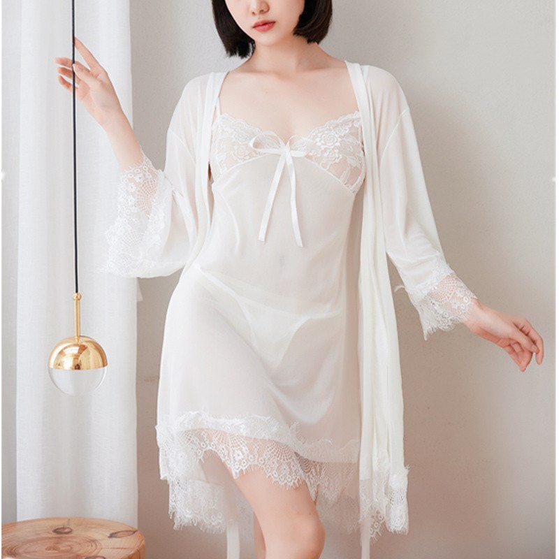 Váy ngủ 2 dây kèm choàng tặng quần lót sexy