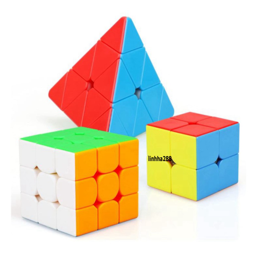 Combo 3 Khối Rubik 2x2 3x3 Tam Giác ( Pyraminx ) Stickerless MoYu Qiyi. Rubic Xoay Trơn, Không Kẹt, Không Rít