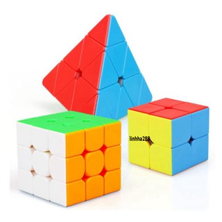 Combo 3 khối rubik 2x2 3x3 tam giác stickerless moyu qiyi. rubic xoay trơn, không kẹt, không rít