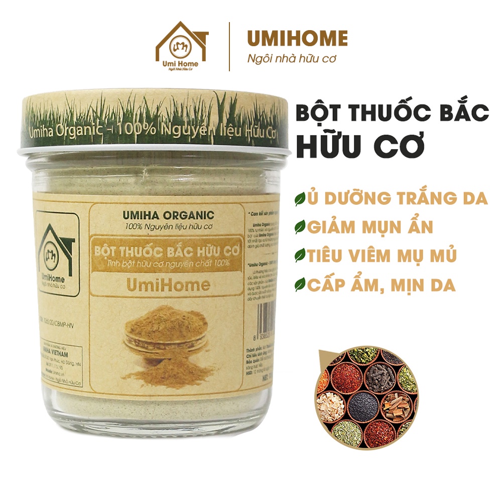 Bột Thảo Dược đắp mặt nạ UMIHOME nguyên chất 135G dưỡng trắng da loại bỏ thâm nám mụn hiệu quả