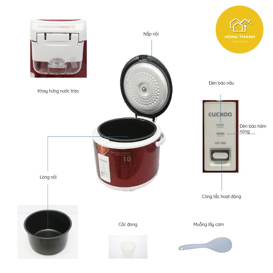 Nồi cơm điện Cuckoo CR-1065 1.8 Lít Bảo Hành 01 Năm , Tiết Kiệm Điện Năng