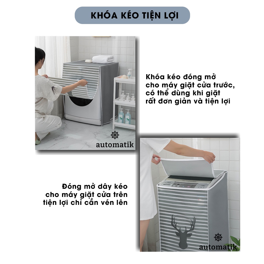 Áo Trùm, Vỏ Bọc Trùm Máy Giặt Cửa Ngang, Cửa Trước, Cửa Trên, Lồng Ngang Chống Thấm, Chống Nước, Chống Bụi - Automatik