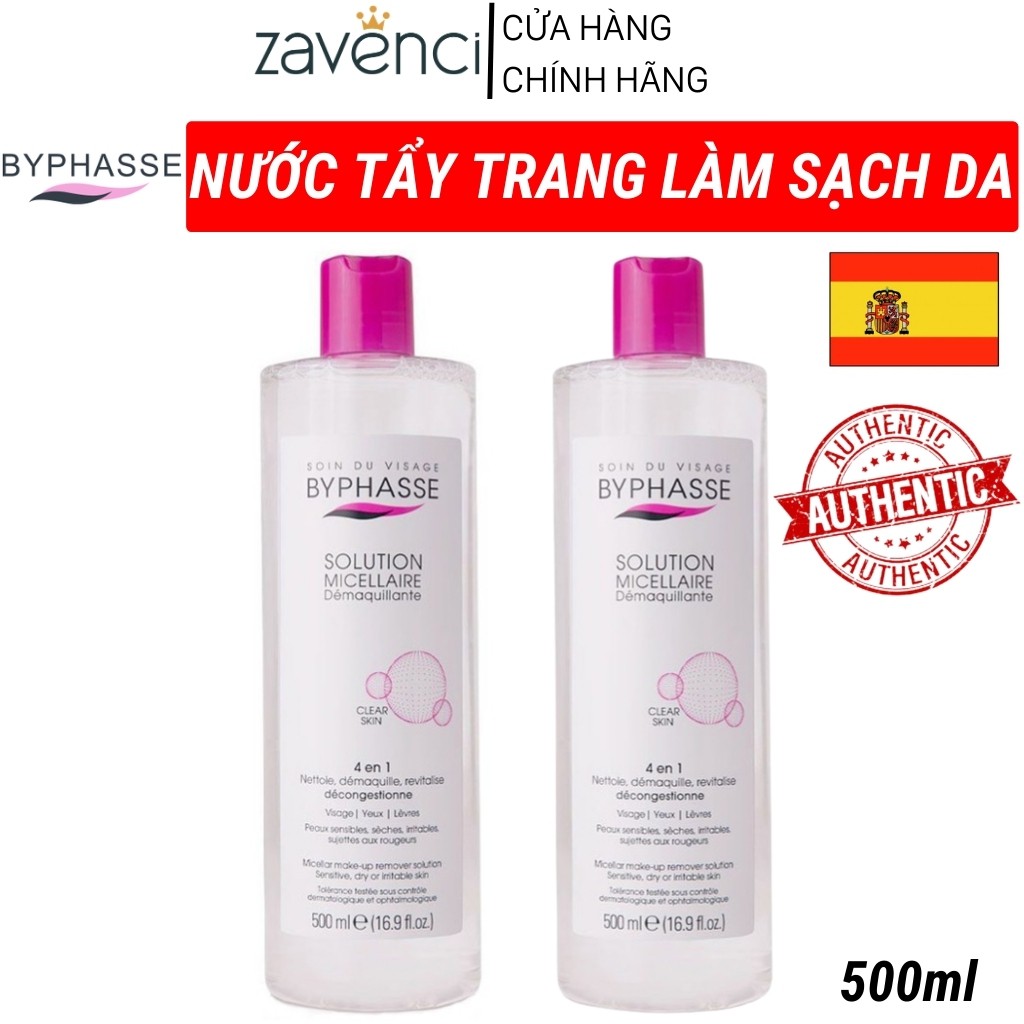 Nước tẩy trang Byphasse Micellar Cleansing Water làm sạch sâu mọi loại da 500ml - ZAVENCI Official