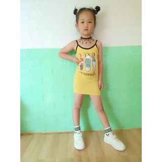 Đầm ôm body  2 dây bé gái