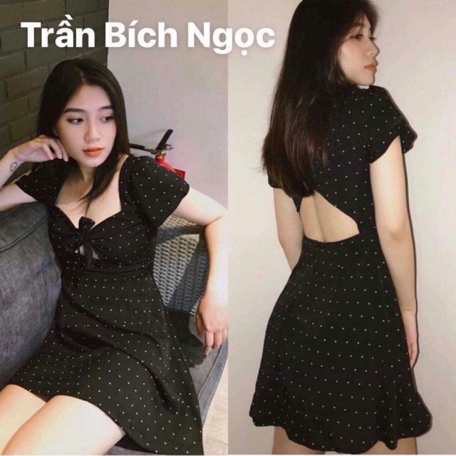 ĐẦM ELIO DRESS - ĐẦM HỞ LƯNG CHẤM BI TRẮNG ĐEN SIÊU XINH | BigBuy360 - bigbuy360.vn