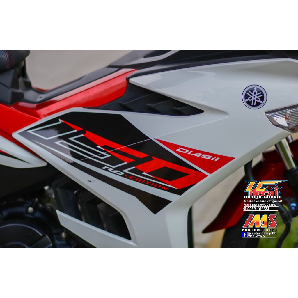 Tem rời exciter 150 trắng đỏ cover