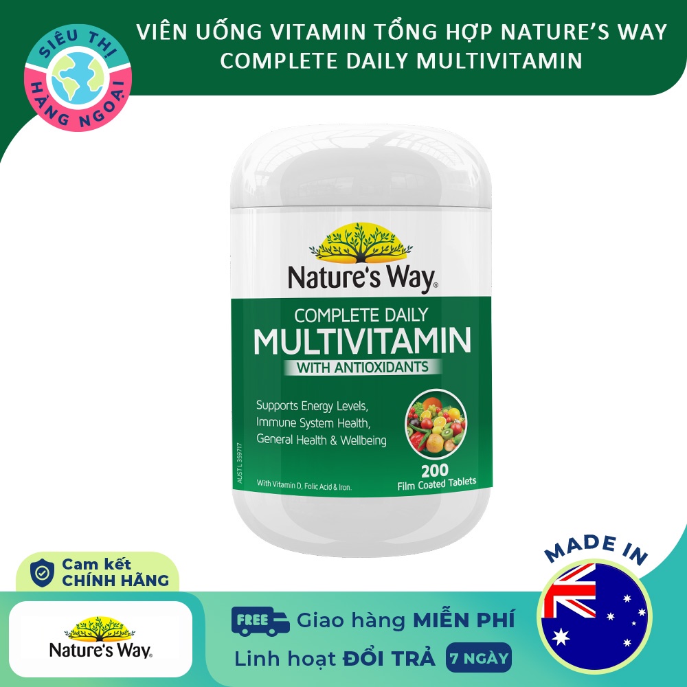 Viên uống Vitamin tổng hợp Nature’s Way Complete Daily Multivitamin Úc Hộp 200 viên