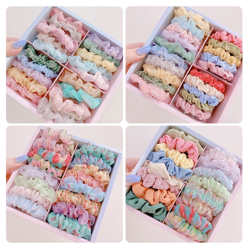 Dây Buộc Tóc Chiffon Co Giãn Màu Sắc Ngọt Ngào Phong Cách Hàn Quốc Cho Nữ