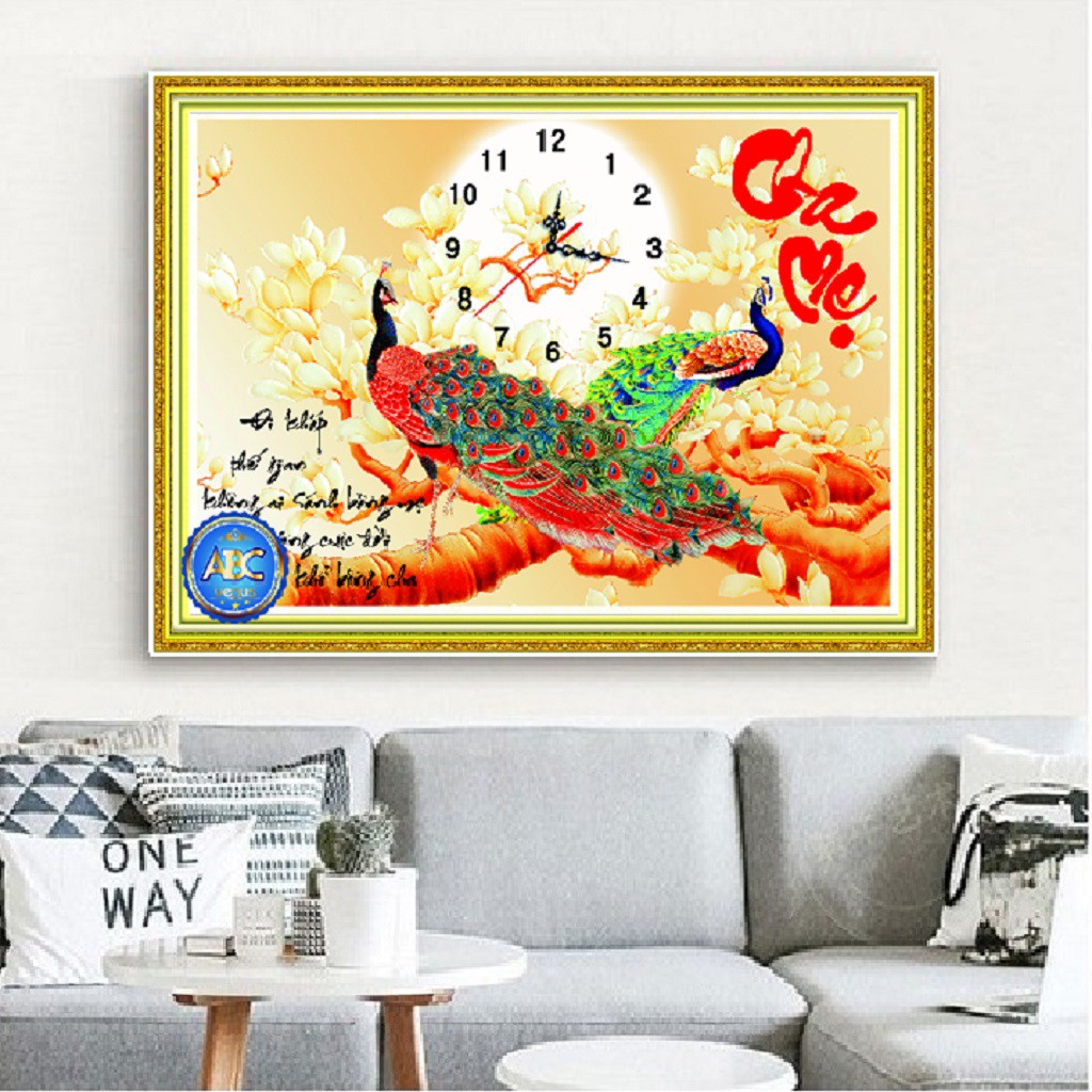 80*55CM TRANH ĐÍNH ĐÁ ĐỒNG HỒ CHA MẸ TRANH CHƯA ĐÍNH VENUS063