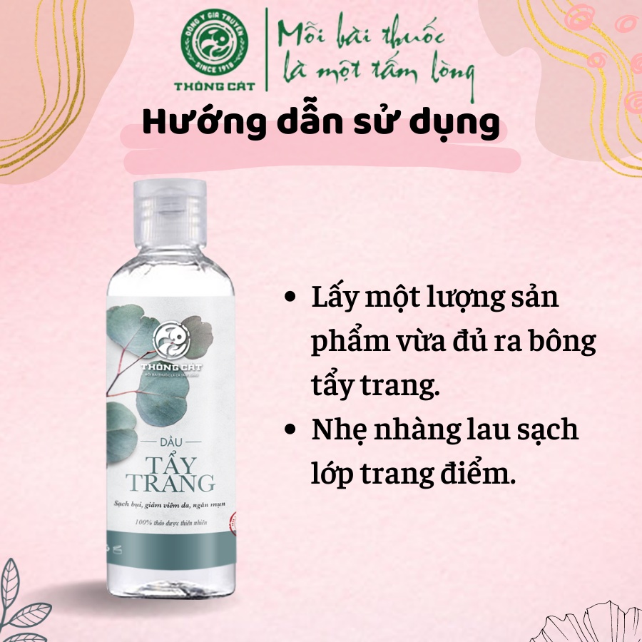 Dầu tẩy trang Đông gia truyền Thông Cát- Tẩy sạch lớp trang điểm, cấp ẩm cho da trong ngày hanh khô