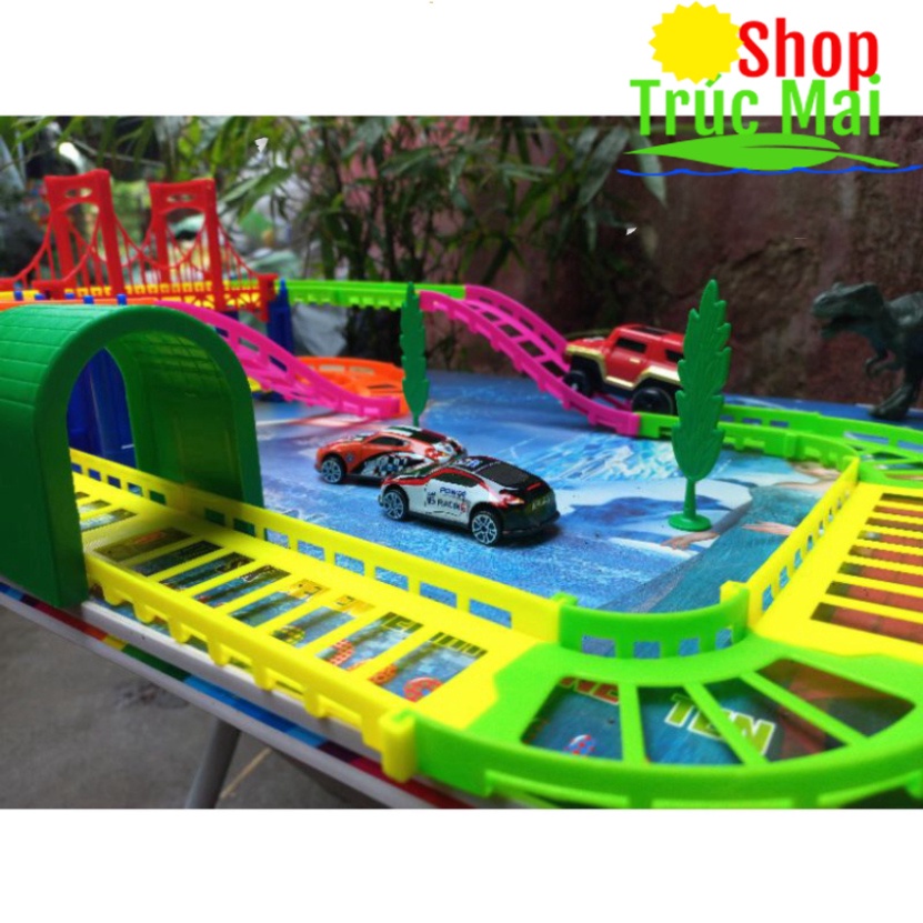 Đồ chơi trẻ em phát triển trí tuệ, lắp ghép đường ray ô tô, tàu hỏa nhiều chi tiết