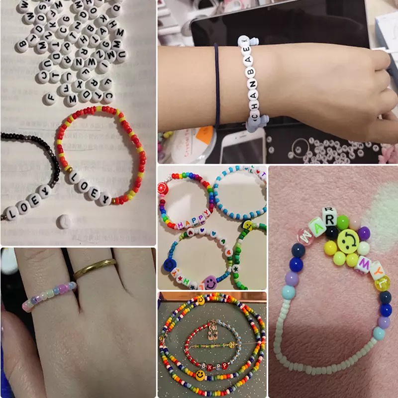 100 Hạt Xâu Làm Trang Sức Hình Mặt Cười 4*7mm