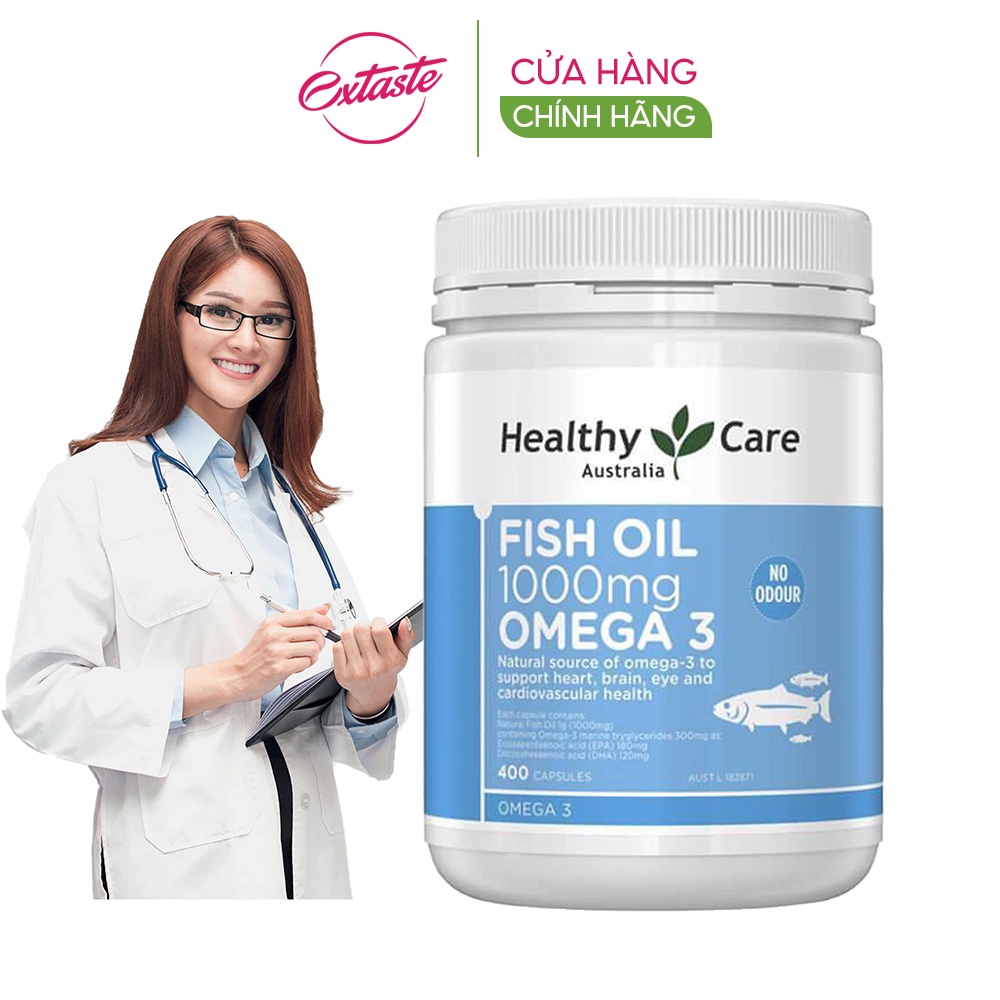 Dầu cá tự nhiên Healthy Care Fish Oil 1000mg Omega 3 sáng mắt 400 viên - extaste