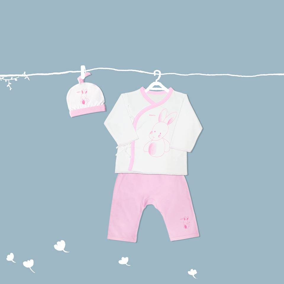 Bộ Sơ Sinh Dài Tay Cài Chéo MIOMIO. In Thỏ Chó, Cho Bé Gái Bé Trai Từ 0 -12 Tháng, 100% Cotton Cao Cấp