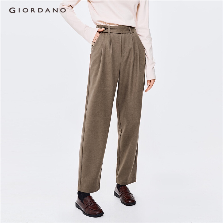 Quần xếp ly GIORDANO lưng rộng chun dành cho nữ 18412005