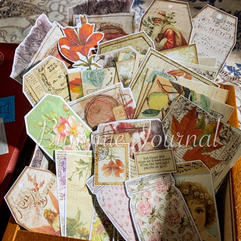SET 119 Sticker mix phong cách vintage cổ xưa nhiều kiểu dáng