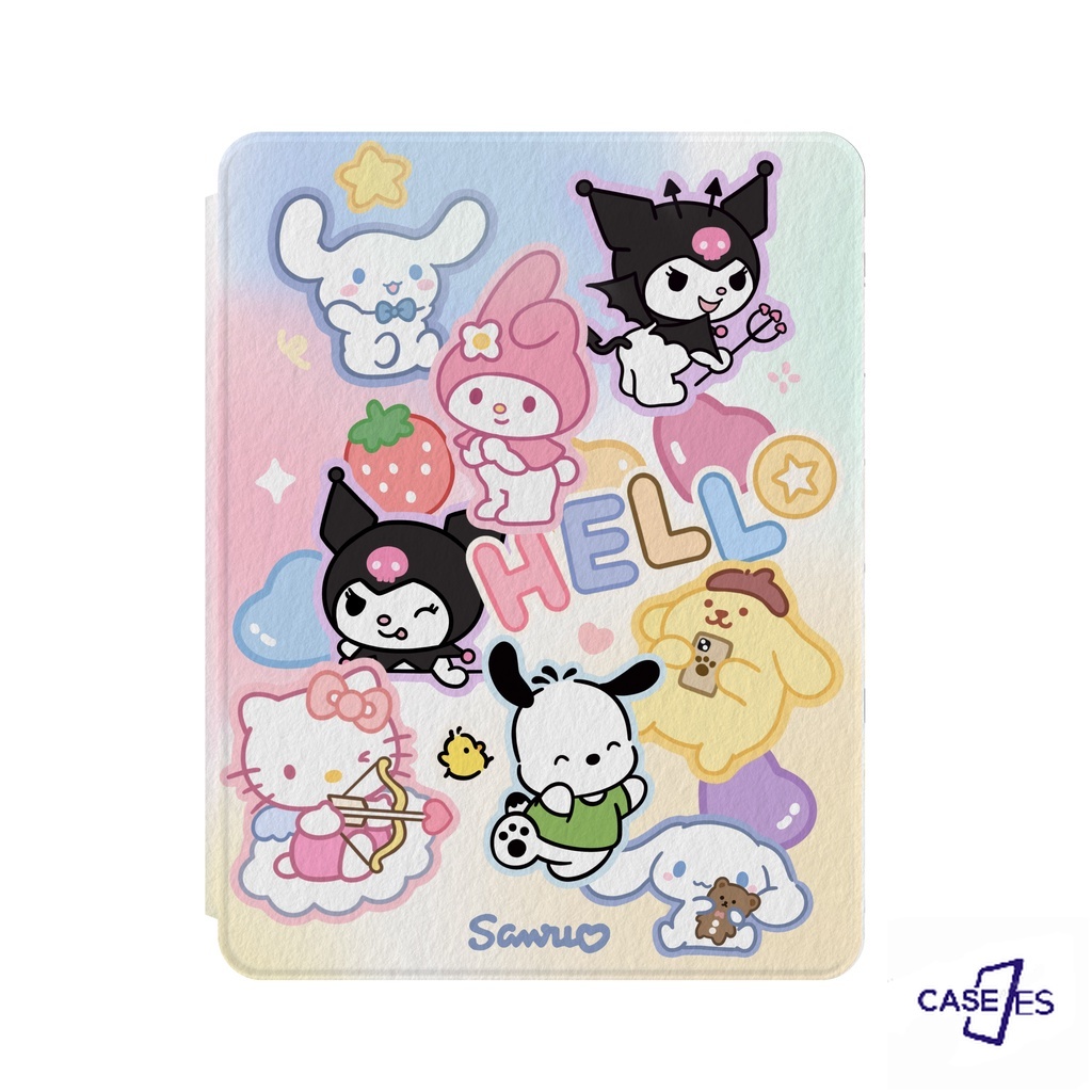 SANRIO Ốp Máy Tính Bảng Silicon Có Vòng Xoay Cho iPad 2019 10.2 air 4 10.9 9.7 Inch Pro 11 18 8th Gen 17