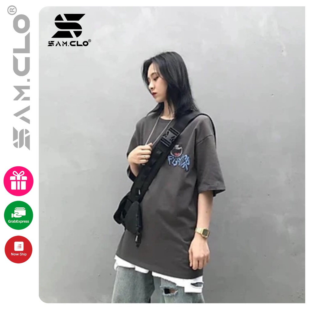Áo thun nữ tay lỡ freesize phông form rộng dáng Unisex, mặc lớp, nhóm, cặp in hình CON CHÓ HAHAHA