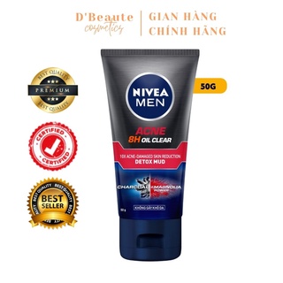 Sữa rửa mặt bùn khoáng Nivea Men Acne 8h Oil Clear kiểm soát nhờn & ngừa mụn 100g - Đức Chính Hãng