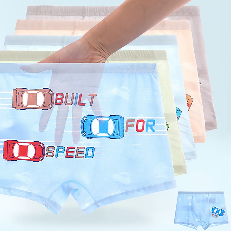 Quần Lót Boxer Vải Cotton Phối Lưới Thiết Kế Thoải Mái Cho Bé Trai