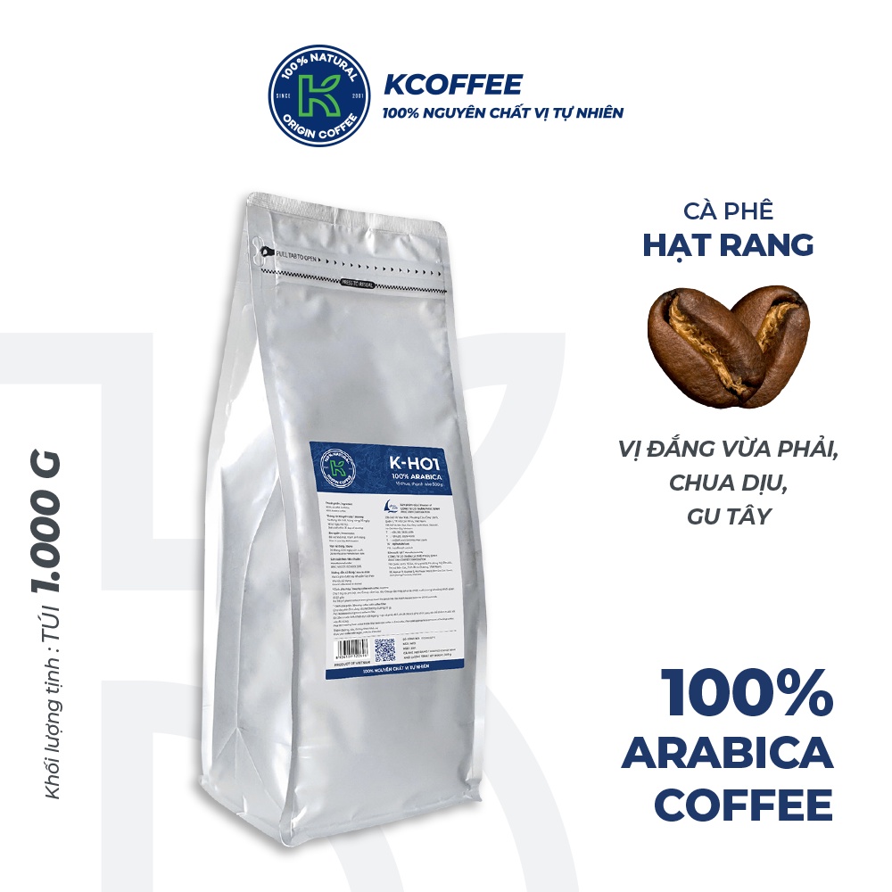 Cà phê Arabica nguyên chất xuất khẩu KHO1 1000g thương hiệu KCOFFEE