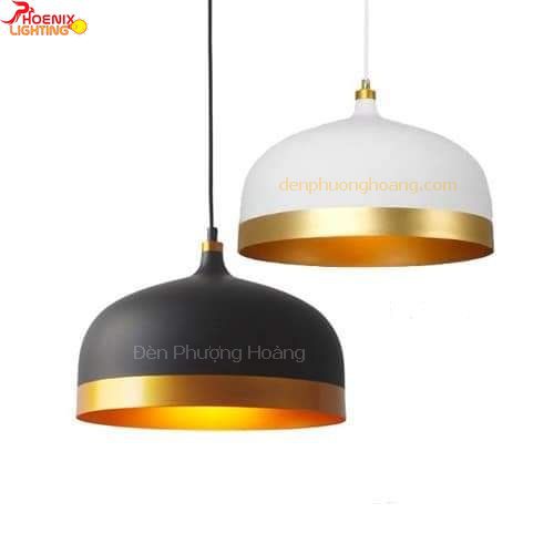 Đèn thả trần trang trí chao nhôm viền vàng D330 (Tặng kèm bóng LED)