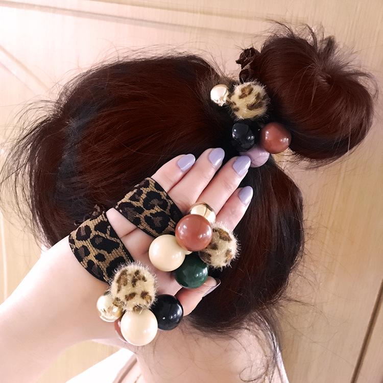 Dây Cột Tóc Co Giãn Đính Bóng Lông Báo Thời Trang Hàn Quốc Cho Nữ