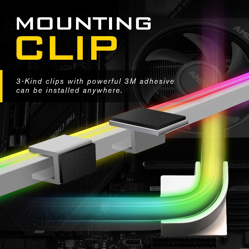 Ezdiy-fab Bộ Dải Đèn led Cho Bảng Mạch pc 5v argb Kèm Kẹp Gắn 1x 1m