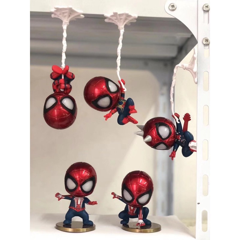 Bộ 5 mô hình người Nhện kiểu Chibi Cute - Infinity War Spiderman - Action Figure Spider - Man Peter