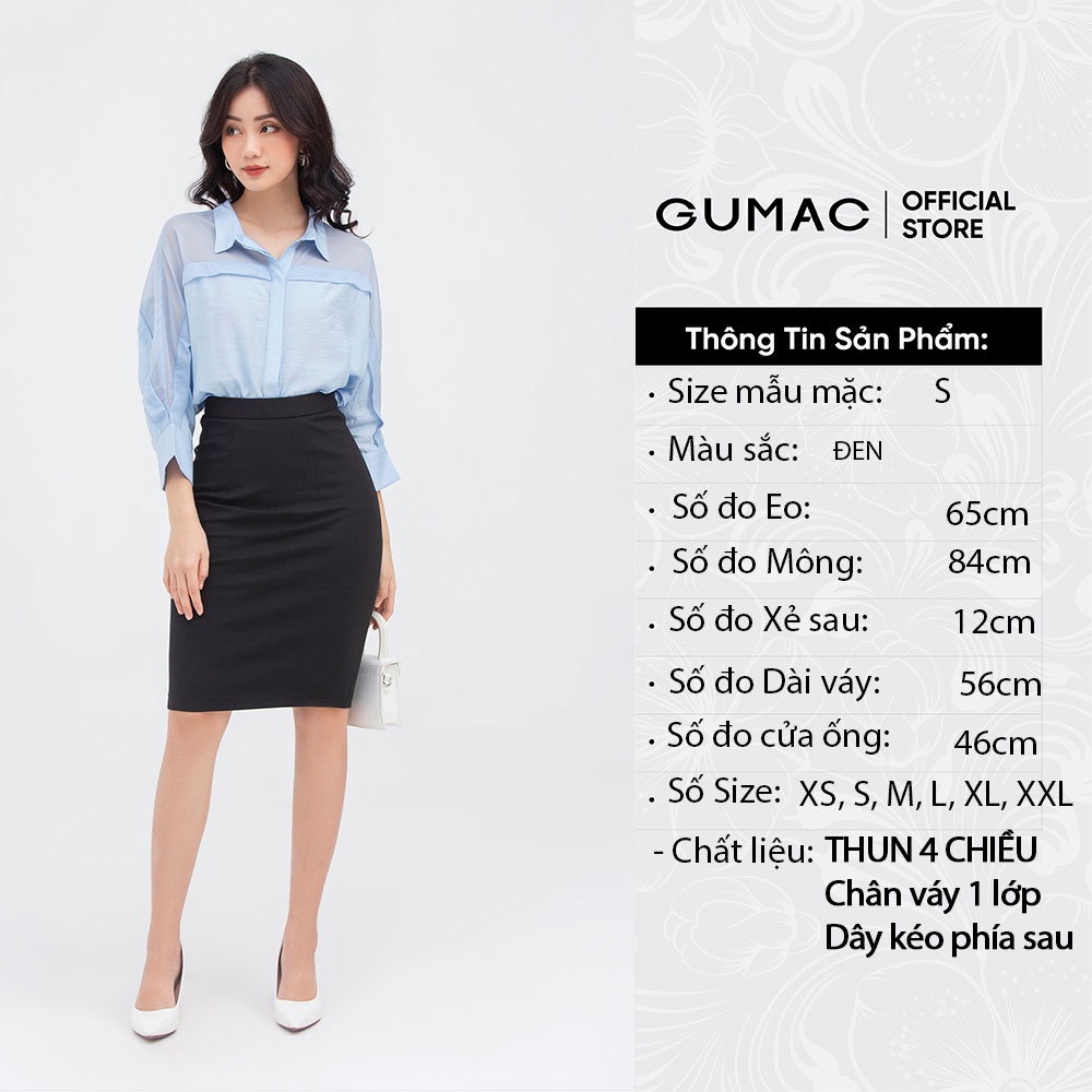 Chân váy nữ cơ bản GUMAC màu đen basic VB842 | BigBuy360 - bigbuy360.vn