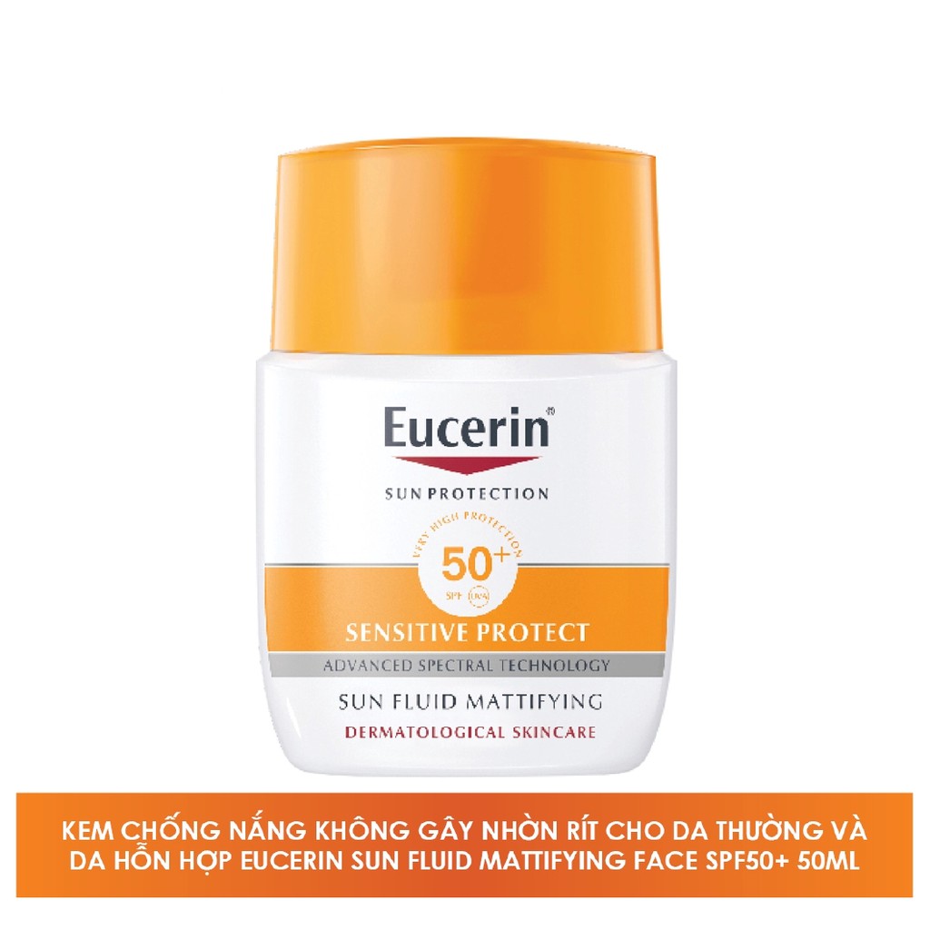 Kem chống nắng dành cho mọi loại da Eucerin Sun Fluid Mattifying Sensitive Protect SPF50+ 50ml