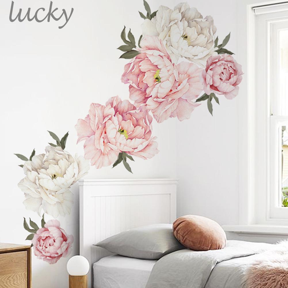 Decal dán tường trang trí hình hoa mẫu đơn thân thiện môi trường