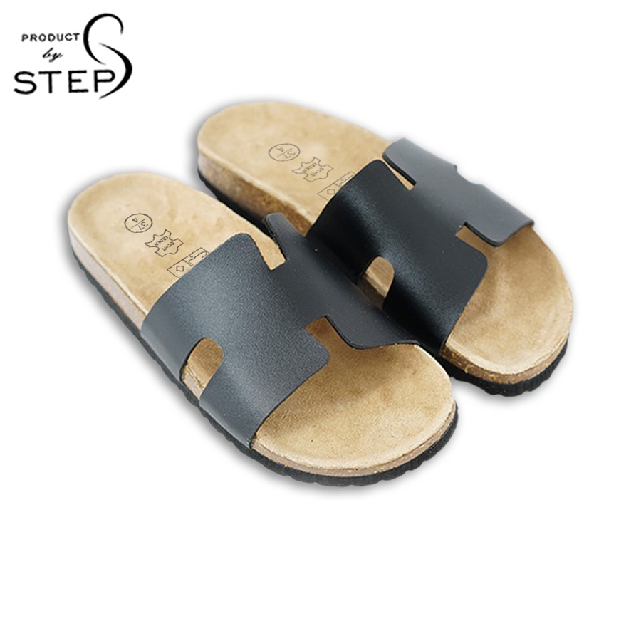 Dép đế trấu Unisex Da tổng hợp  quai chữ H