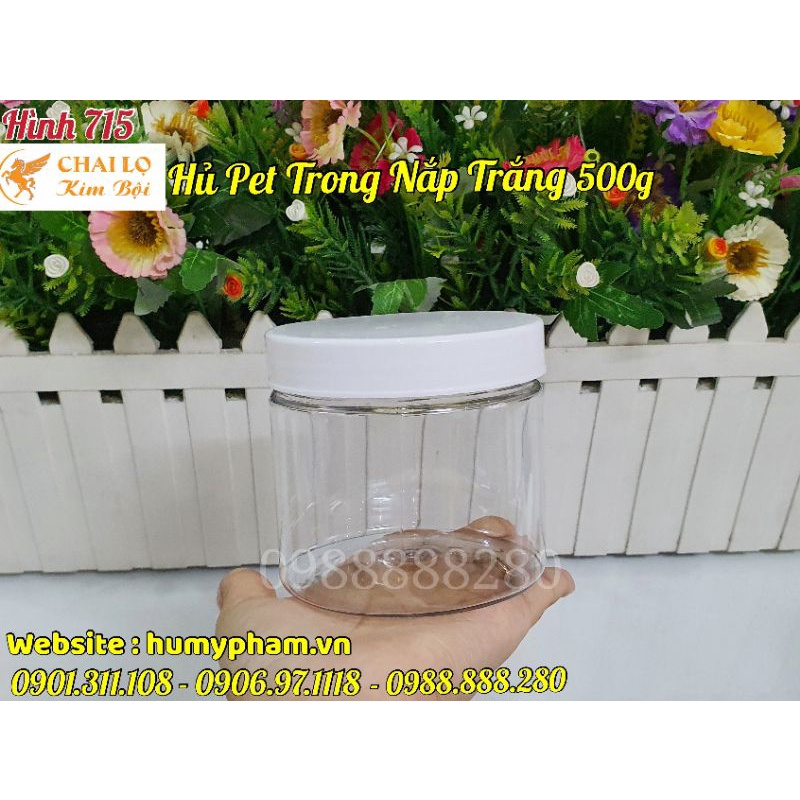 HỦ ĐỰNG KEM BODY TRONG NẮP TRẮNG 500g