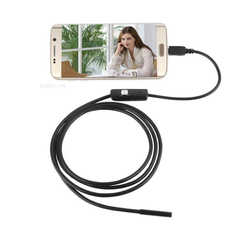 Camera nội soi 7mm 6 bóng LED chống nước kết nối với điện thoại Android , PC