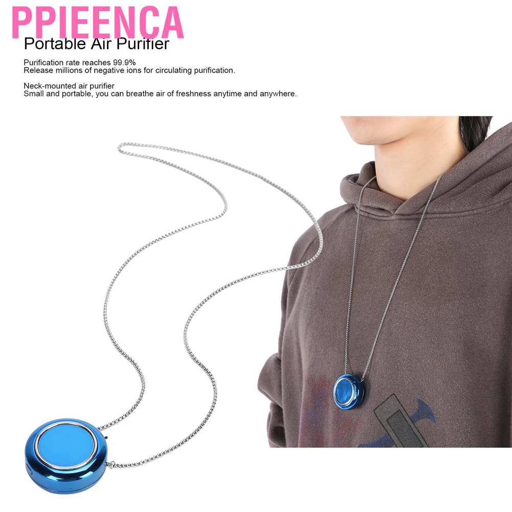 Ppieenca Portable Air Purifier Wearable Neck Hanging Negative Ion Household Cleaner